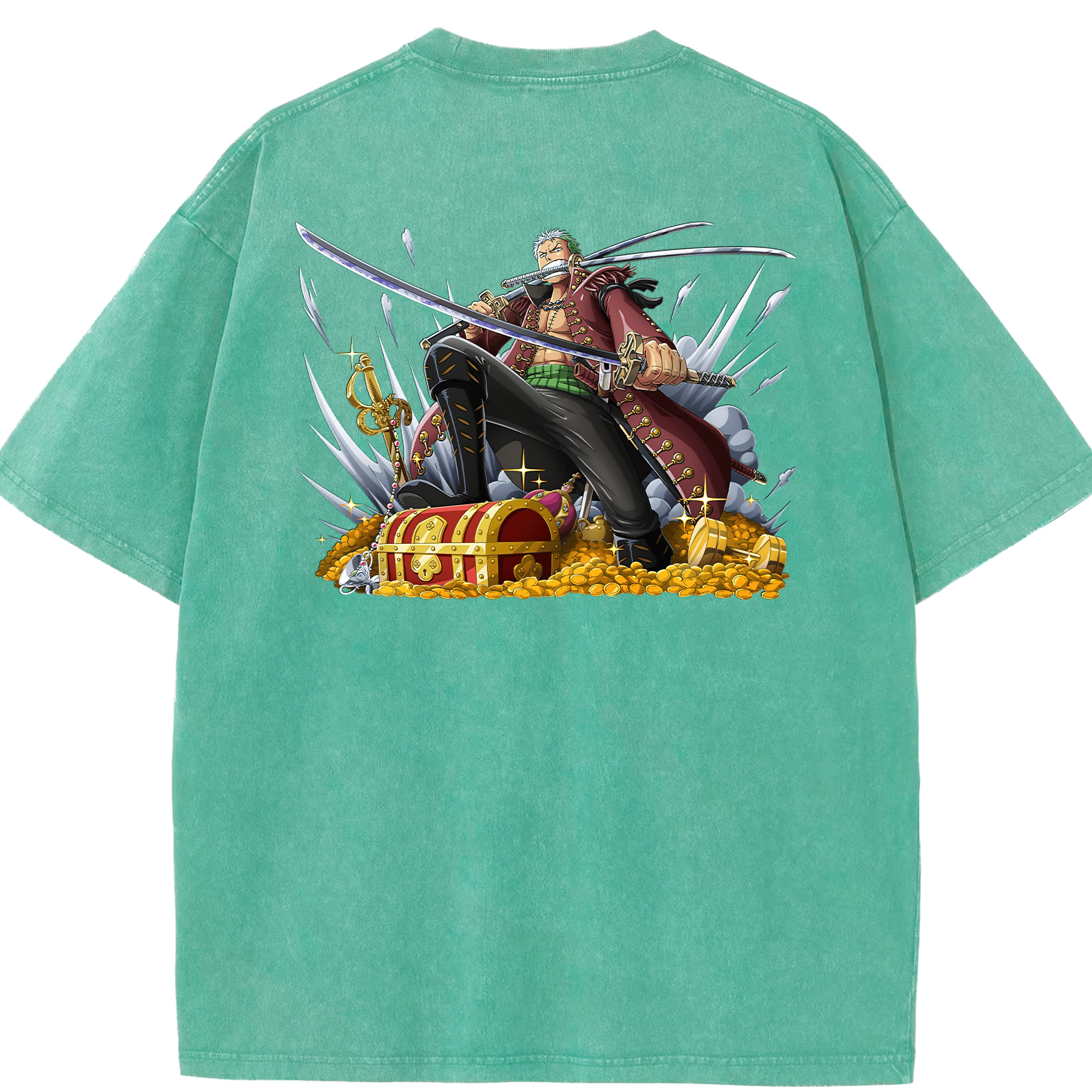 ワンピース ロロノア・ゾロ ONE PIECE Roronoa Zoro 綿100% ヴィンテージ風 半袖Tシャツ（背面プリント）